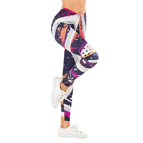 

paint graffiti printing fitness women leggings leggins fashion slim legins high waist woman pants, Black