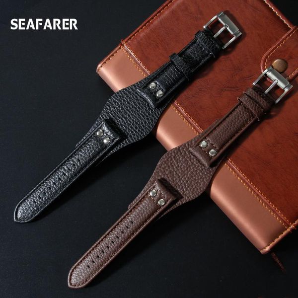 

watch bands genuine leather watchband 22mm strap for ch2891 ch3051 ch2564 ch2565 band mens bracelet, Black;brown