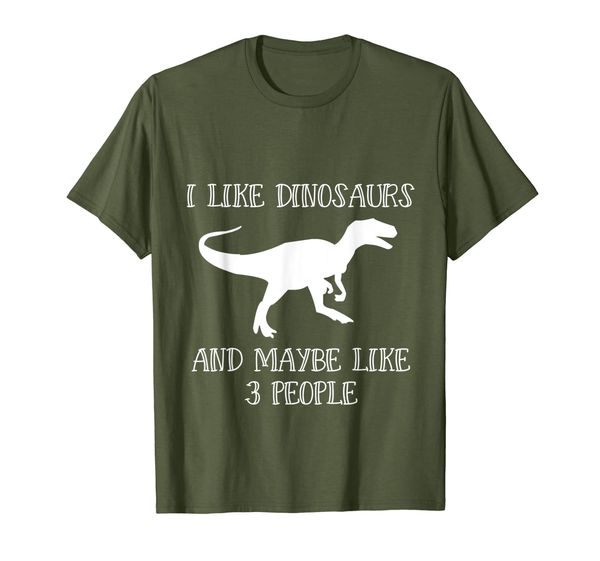 

i like dinosaurs and maybe 3 people funny t-rex dino gift t-shirt, White;black