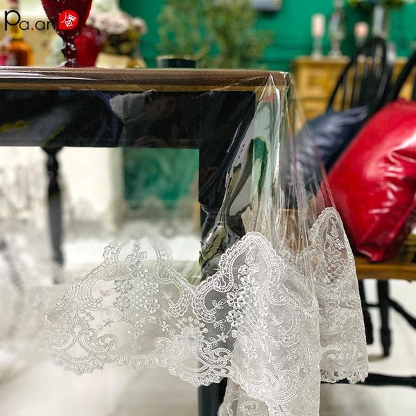 

transparent tablecloth rectangular lace pvc waterproof oilproof plastic round table cloth home nordic dining coffee cover