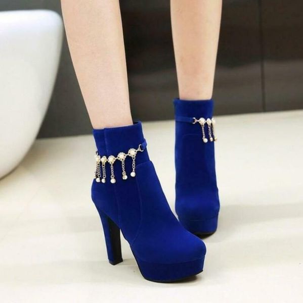 

boots women's scrub tassel chain high heel platform party shoes pumps, Black