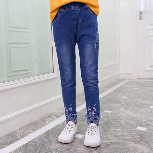 

jeans girls cartoon children's for cuffs children casual style clothes, Blue