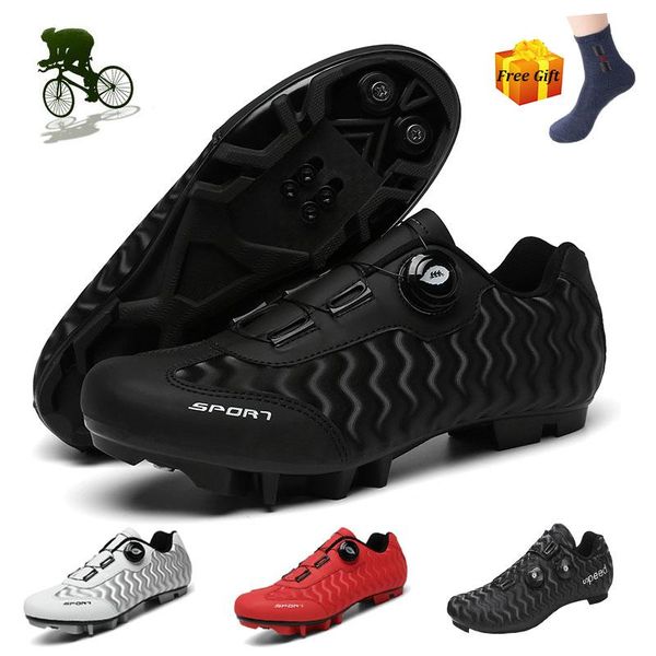 

cycling shoes men outdoor spd self-locking road bike sneakers racing bicycle shoe pedal cleat mountain ciclismo footwear, Black
