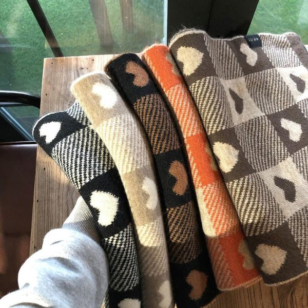 

scarves 2021 cotton lady big shawl imitation cashmere scarf autumn and winter thickening warm loving heart printing, Blue;gray