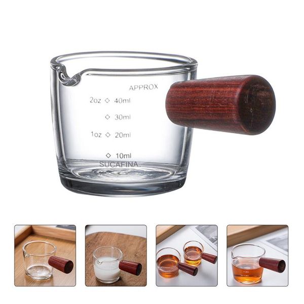 

1pc thicken pitcher cup natural espresso coffee measuring with handle mugs