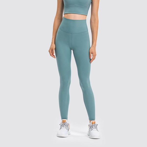 

yoga outfit ribbed waistband pants tummy control fitness tights women naked feel stretch athletic workout gym leggings 25 inches