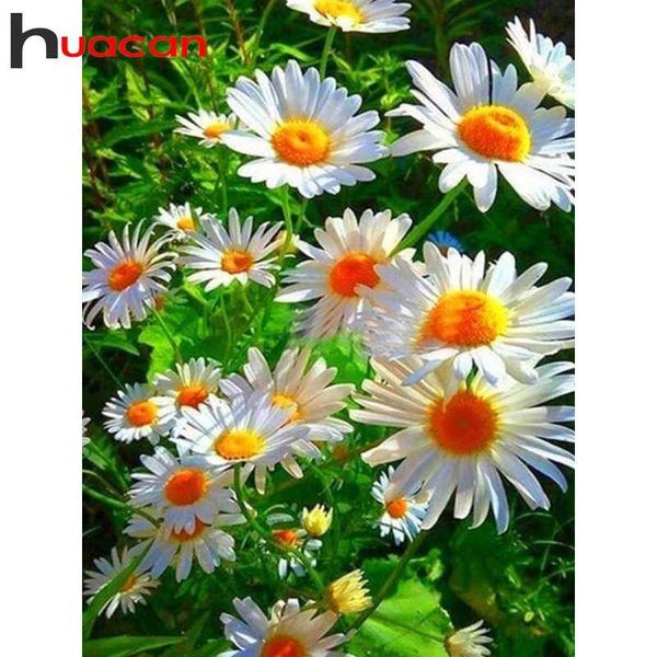 

diamond painting huacan diy rhinestones flower full square embroidery mosaic 5d daisy wall art