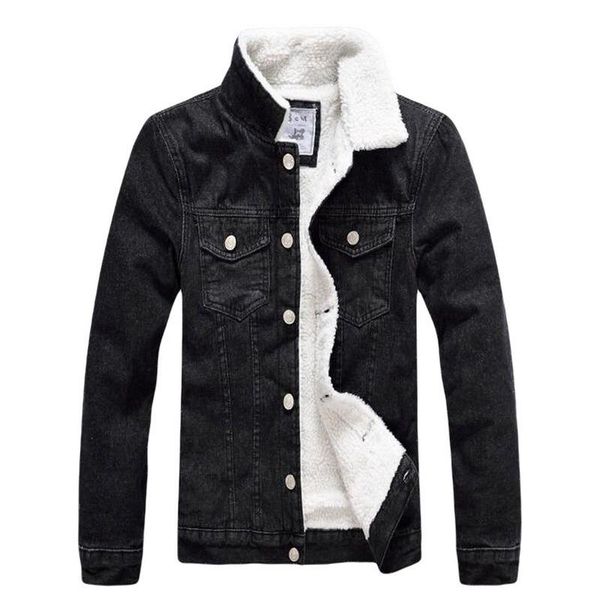 

men's jackets men denim wool liner jacket winter washed cloth big pocket coat fashion plus velvet outwear, Black;brown