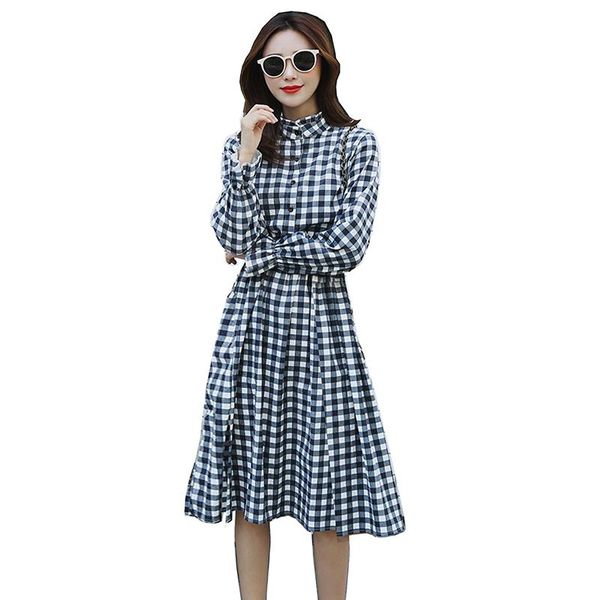 

tide vintage women floral dress corduroy plus size long sleeves o neck cotton linen loose robe dresses vestidos casual, Black;gray