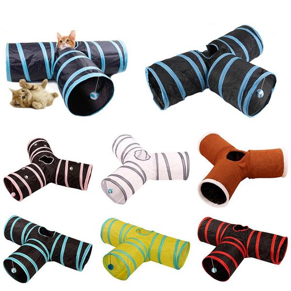 

cat toys 3 holes foldable pet tunnel indoor outdoor training toy for animal play tube