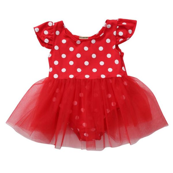 

girl's dresses lovely toddler baby girls infant polka dot lace tulle tutu romper mini dress kids christmas party pageant sundress 0-3y, Red;yellow