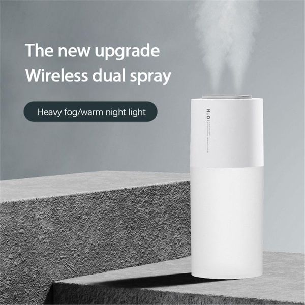 

watering equipments 2021 400ml dual sprayer air humidifier 2000mah usb rechargeable wireless ultrasonic water mist diffuser light umidificad