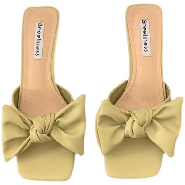 

dress shoes 2021fashion women pumps summer female high heel ladies square slippers slides butterfly-knoto sandals, Black