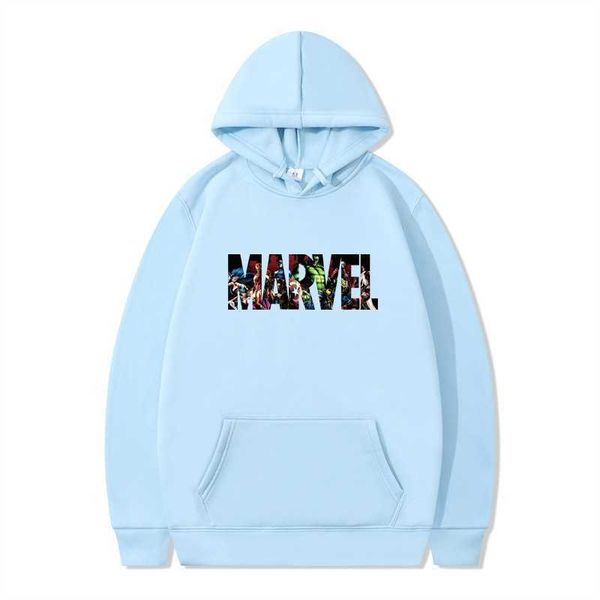 

hoodiesmarvel printed round neck hooded sweater fleece selling straight, Black