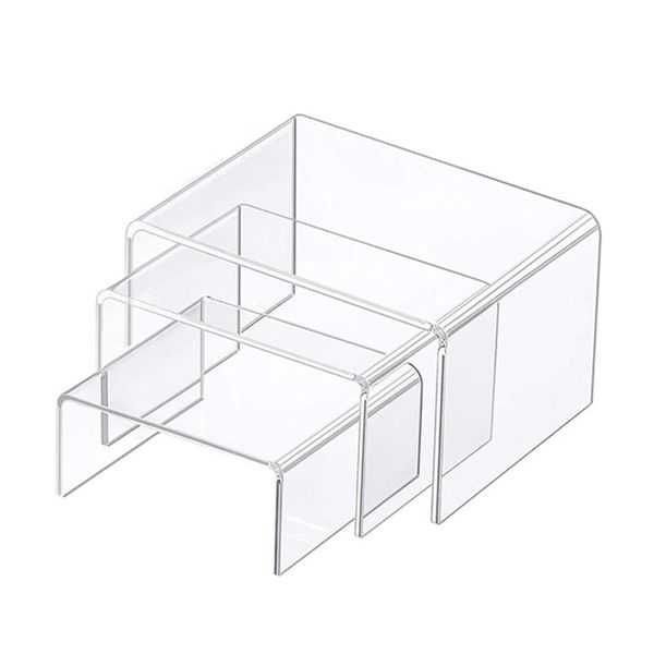 

jewelry pouches, bags n58f 3pcs/set cosmetics acrylic display stand collectible showcase doll toys storage rack shelf holder, Pink;blue