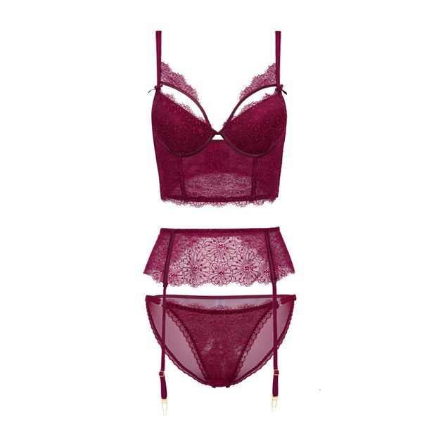

bras fall and winter 2021 lace bone suit body shaping multi breasted large size bra women's underwear, Red;black