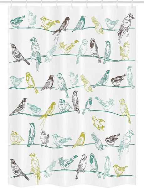 

shower curtains birds stall curtain various type of sitting and chirping on wires musical creatures waterproof bathroom