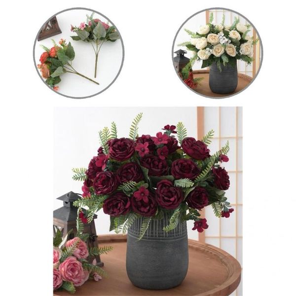 

decorative flowers & wreaths realistic good everlasting artificial faux peony 5 colors silk bright-colored for living room