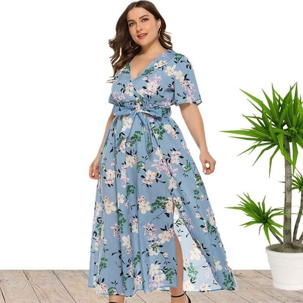 

new autumn dress women's short-sleeved bohemian split long xl, Black