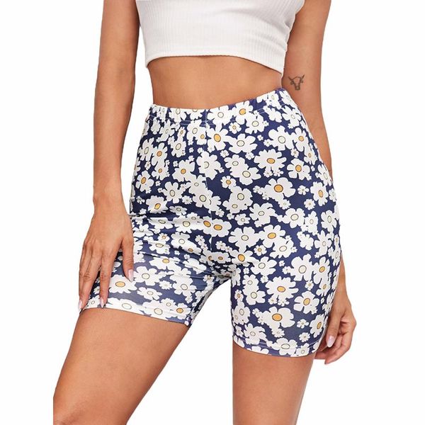 

women's shorts women close-fitting elastic high waist floral printed pattern leggings clothing, White;black