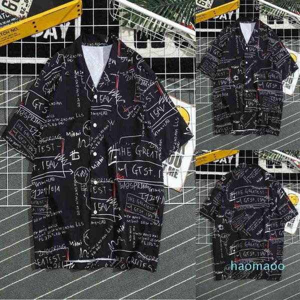 

men's casual shirts fashion-mens summer fashion short sleeve beach loose blouse collar hawaiian shirt camisa masculina y4bq, White;black
