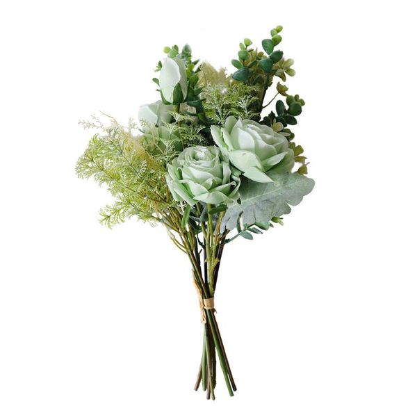 

decorative flowers & wreaths 1pc simulation rose branch wedding party flower bouquet layout (green)