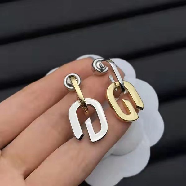 

charms color matching fashion personalized earrings brass 925 features high-grade light luxury removable women's jewelry, Golden
