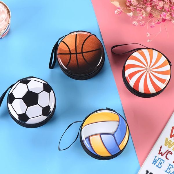 Basquetebol de futebol dos desenhos animados bonito fone de ouvido pequeno bolsa bolsa bolsa de presente infantil mini bolsa de moeda zip