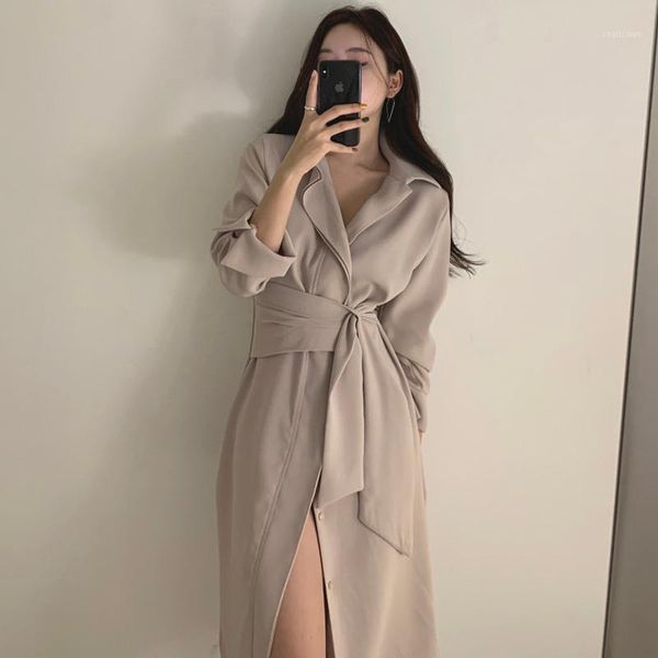 

wavsiyier party a-line belt vintage dress women korean style woman autumn winter loose long sleeve 2021 dresses elegant solid casual, Black;gray