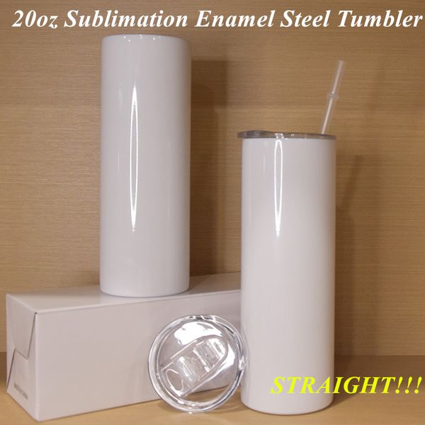 

blank sublimation enamel steel tumbler 20oz straight tumbler straight cups stainless steel slim insulated tumbler beer coffee mugs with lid