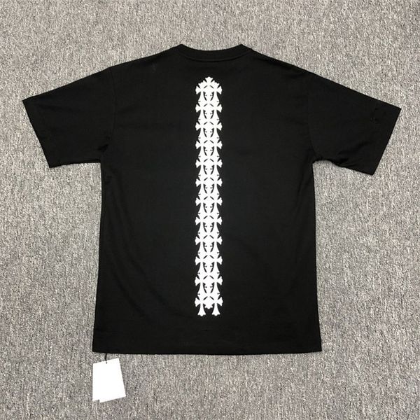 

mens t shirt Summer Chrome Sanskrit Hearts Spring back multi-cross print men's and women's casual round neck short-sleeved Cros he, White;black