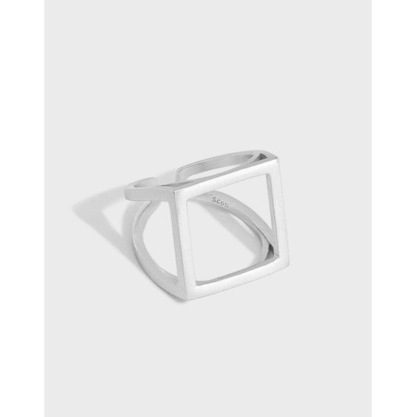 

cluster rings shanice real s925 sterling silver open ring geometric square adjustable special resizable jewelry hip, Golden;silver