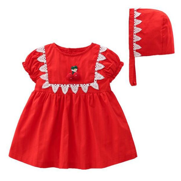 

summer baby girls short sleeve printing dresses + hat children kids girl princess dress clothing kids girls party dress, Blue