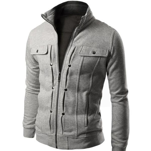 

men's jackets mens long sleeve jacket solid tactical combat sweatshirt fashion casual slim coat zip up autumn warm sport gym sportswea, Black;brown