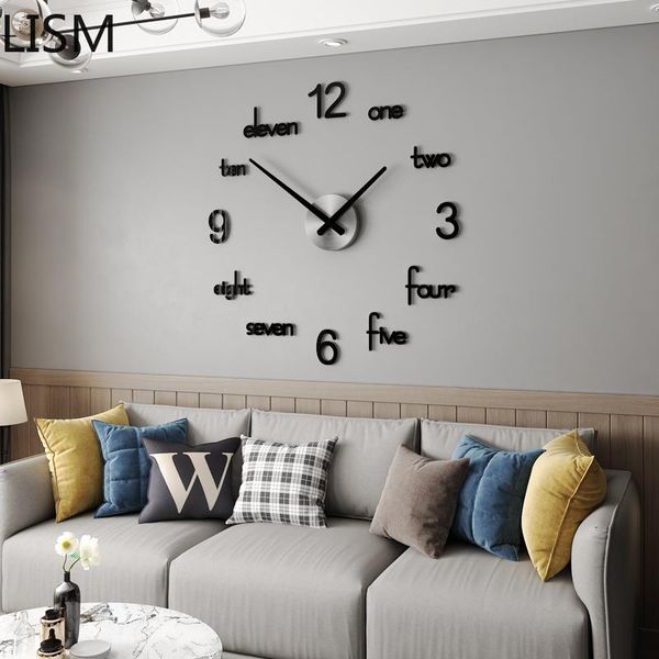 

wall clocks nordic creative diy living room fashion art clock simple laminas 3d autoadhesivas mur pegatinas de pared reloj