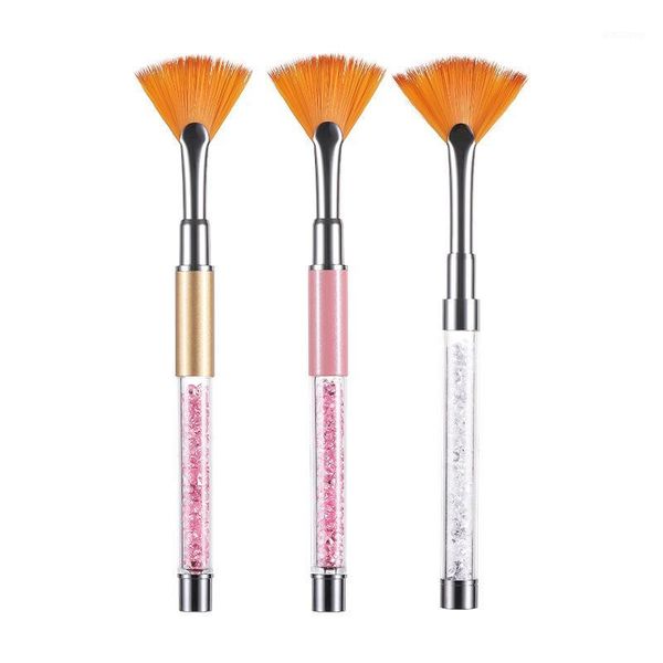 

mermaid gradient nail brush drawing pen fan pink rhinestone handle manicure art tool dust remover cleaner tool1