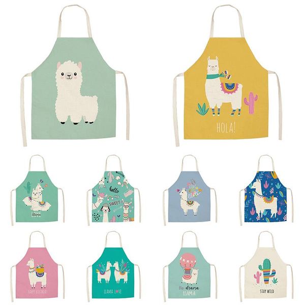 

aprons chef cute alpaca women kitchen waterproof cooking oil-proof antifouling apron cleaning men kid tablier alpaka
