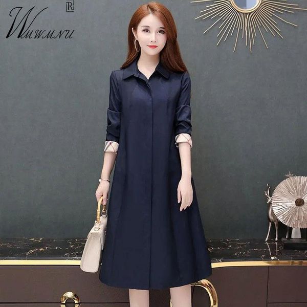 

women's trench coats elegant plaid lining plus size coat women classic loose korean windbreaker fashion lightweight office lady outerwe, Tan;black