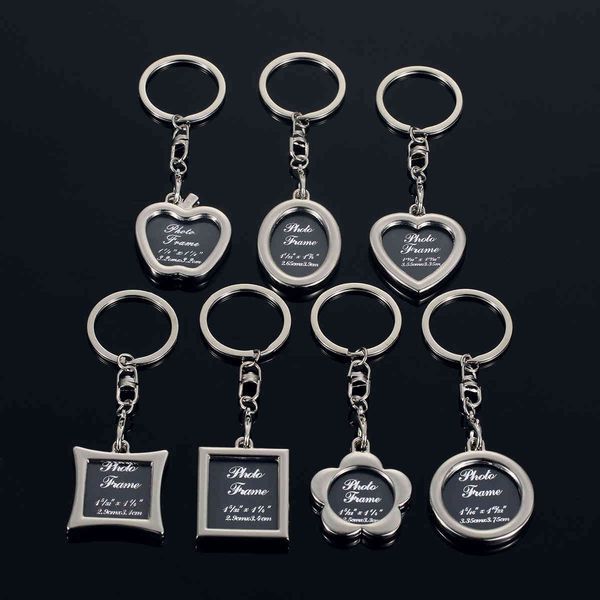 

creative gift personalized studio graphy mini p frame metal chain car advertising key ring, Slivery;golden