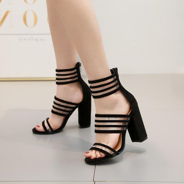 

dress shoes vogue summer fashion ladies sandals thick with party high heels black shallow mouth open toe bag
