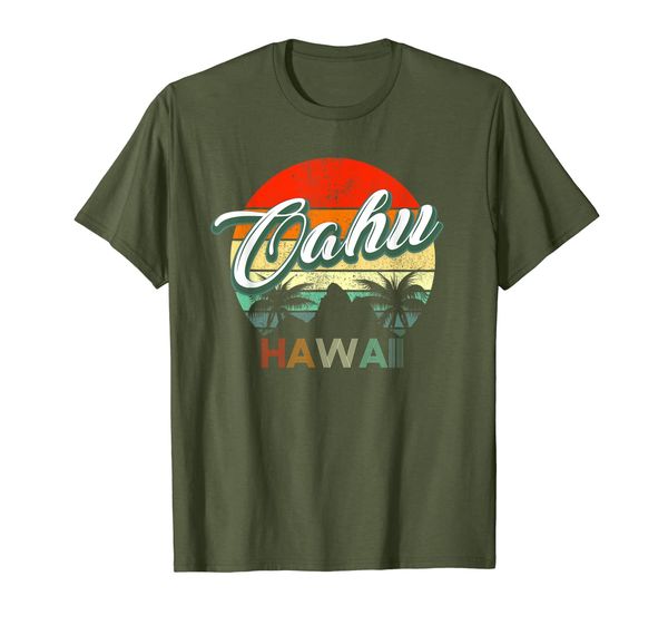 

oahu hawaii tropical paradise retro vintage t-shirt, White;black