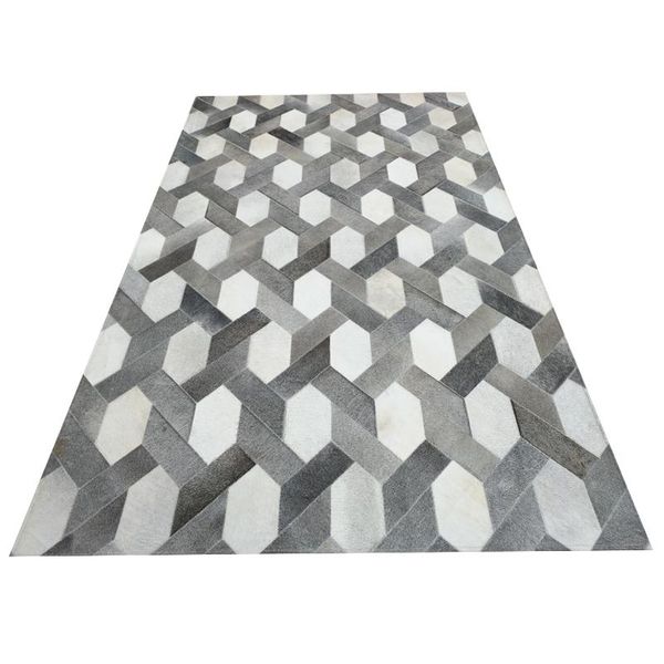 

natural grey cowhide area rug rope connection style patchwork leather carpet carpets