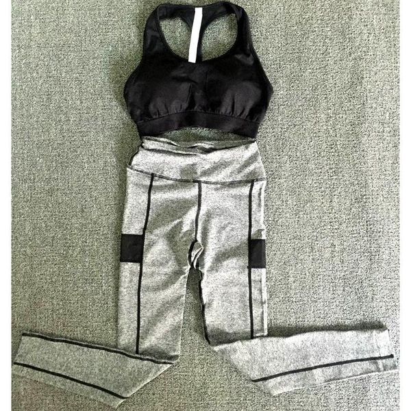

two piece dress with the korean version of seamless text chest cloth nine-point pants quick-dry lady running set, White