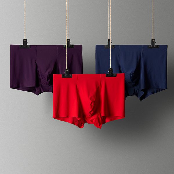 

seamless ice silk loose traceless large size pure nylon underwear men's flat angle, Black;white