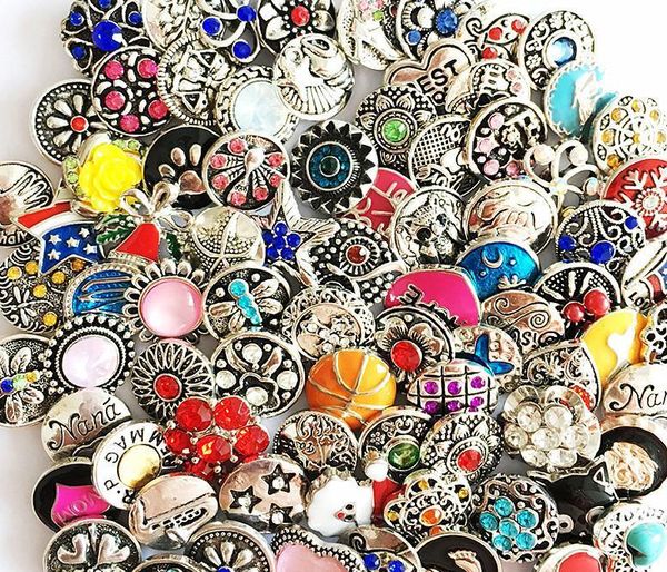 2021 Novo Assorted Misturado Diferentes Estilos de Alta Qualidade Vintage 18mm Rhinestone Ginger Snap Charms Botões Noosa DIY Jóias