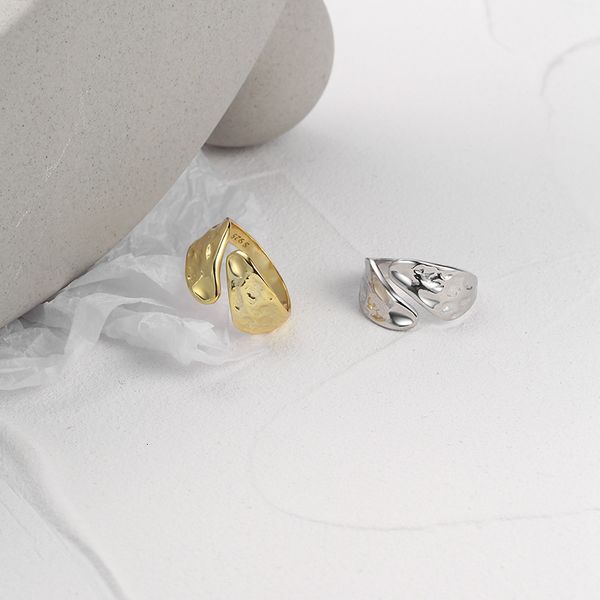 

925 sterling silver lava texture special shaped opening ring for men and women