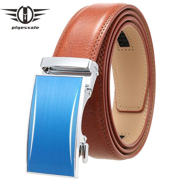 

belts plyesxale men genuine leather metal automatic buckle designer luxury business casual male cowhide belt b480, Black;brown