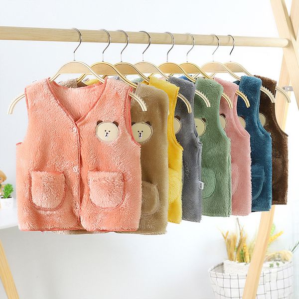 

girls vest baby boy toddler coral velvet vests warm kids sleeveless waistcoat autumn outwear bear infant girl 20211228 h1, Blue