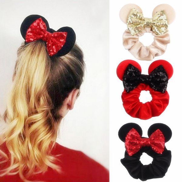 36 Colors Mouse Ear Christmas Headband Thick Hair Tie Stretch Gold Velvet Hairband Hairs Accessories free ship 5pcs