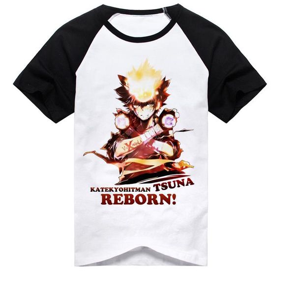 

men's t-shirts high-q cartoon hitman reborn tshirt tees cotton vongola famiglia t-shirt, White;black